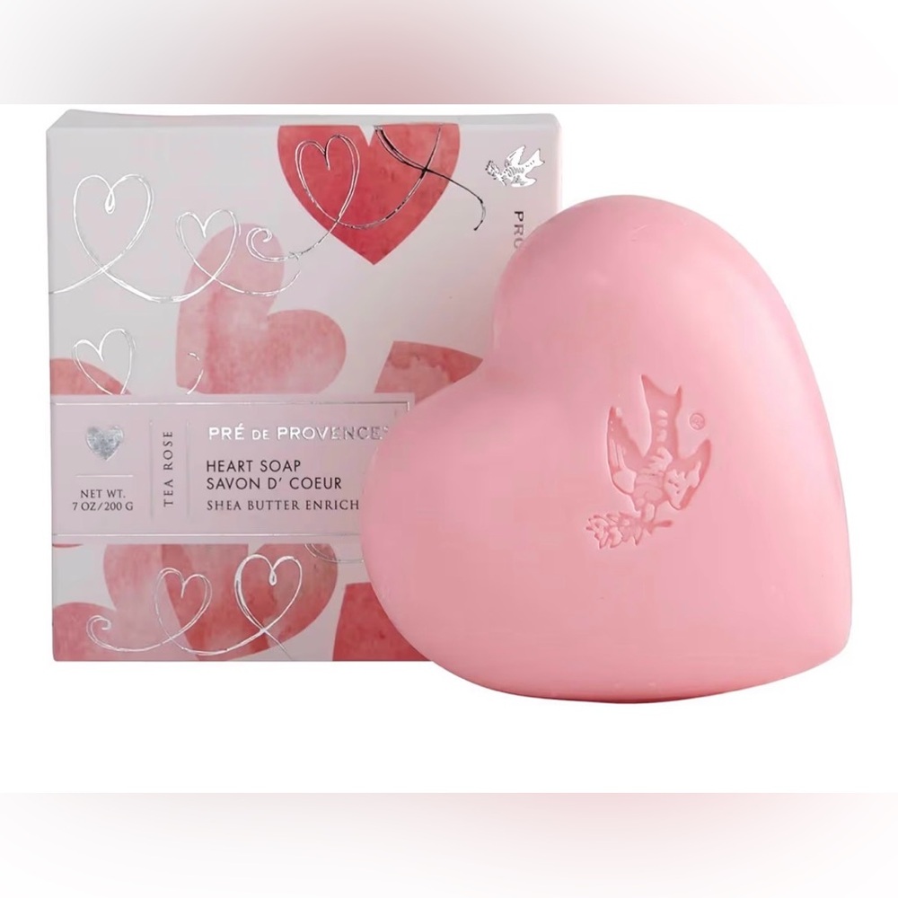 NIB Pre de Provence Heart Shaped Gift Soap, 200 Gram, Tea Rose perfect for VDay